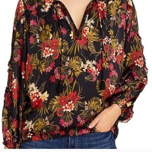 Johnny Was Workshop Ruffle Detail Floral Long Sleeve Blouse Chic Size Small Med